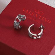 Valentino Small VLogo Signature Earrings In Metal With Swarovski Crystals Silver