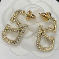 Valentino Small VLogo Signature Earrings In Metal with Rhinestones Gold