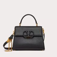 Valentino Small Vsling Handbag In Grainy Calfskin Black