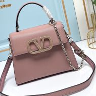 Valentino Small Vsling Handbag with Jewel Embroidery In Grained Calfskin Pink