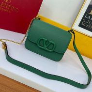 Valentino Small Vsling Shoulder Bag In Calfskin Green