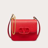 Valentino Small Vsling Shoulder Bag In Calfskin Red