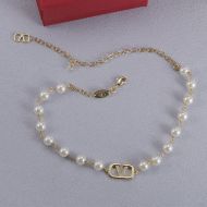 Valentino Supervee Necklace In Metal with Pearls and Crystals Gold