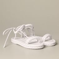 Valentino The Rope Flat Sandals Women Weave Calfskin White