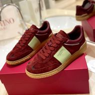 Valentino Upvillage Low-Top Sneakers Unisex Suede Burgundy