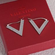 Valentino V Detail Earrings In Metal With Swarovski Crystals Silver