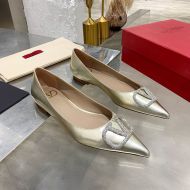 Valentino VLogo Signature Ballerina Flats with Crystals Women Calfskin Gold