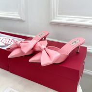 Valentino VLogo Bow High Heels Mules Women Silk Pink