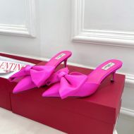 Valentino VLogo Bow High Heels Mules Women Silk Purple