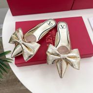 Valentino VLogo Bow Mules Women Patent Leather Gold