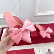 Valentino VLogo Bow Mules Women Silk Pink