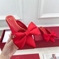 Valentino VLogo Bow Mules Women Silk Red