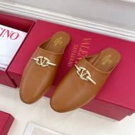 Valentino VLogo Chained Slip-On Mules Women Calfskin Brown