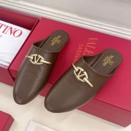 Valentino VLogo Chained Slip-On Mules Women Calfskin Coffee