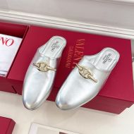 Valentino VLogo Chained Slip-On Mules Women Calfskin Silver