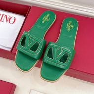 Valentino Vlogo Cut-Out Slides Women Calfskin Green