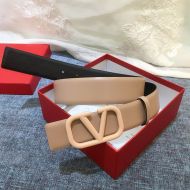 Valentino VLogo Signature Belt 40MM with Logo Buckle In Calfskin Apricot