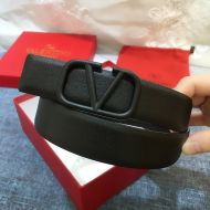 Valentino VLogo Signature Belt 40MM with Logo Buckle In Calfskin Black