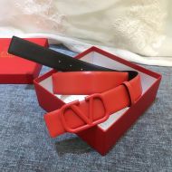 Valentino VLogo Signature Belt 40MM with Logo Buckle In Calfskin Red