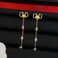 Valentino Vlogo Signature Chain Earrings In Metal With Crystals Gold