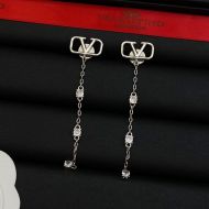 Valentino Vlogo Signature Chain Earrings In Metal With Crystals Silver