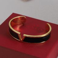 Valentino VLogo Signature Cuff Bracelet In Metal With Enamel Black/Gold