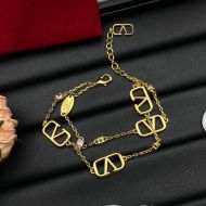 Valentino VLogo Signature Double Chain Bracelets In Metal With Crystals Gold