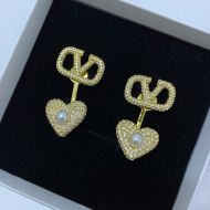 Valentino VLogo Signature Earrings In Metal With Crystals and Pearls Gold