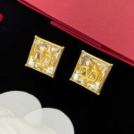 Valentino VLogo Signature Earrings In Metal With Square Crystal White