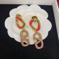 Valentino VLogo Signature Pendant Earrings In Metal with Crystals Gold/Pink