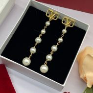 Valentino VLogo Signature Pendant Earrings In Metal With Multi Pearls Gold