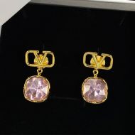 Valentino VLogo Signature Pendant Earrings In Metal With Swarovski Crystal Gold/Purple