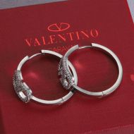 Valentino Vlogo Signature Pin Earrings In Metal With Crystals Silver