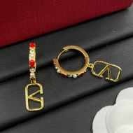 Valentino VLogo Signature Pin Earrings In Metal With Pearls And Crystals And Enamel Gold