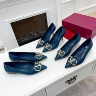 Valentino VLogo Signature Pumps with Crystals Women Calfskin Blue