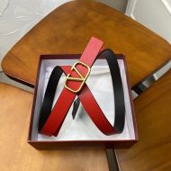 Valentino VLogo Signature Reversible Belt 20MM In Calfskin Red