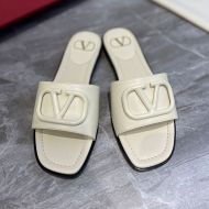 Valentino VLogo Signature Slides with Camouflage Logo Women Calfskin White