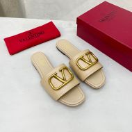 Valentino VLogo Signature Slides Women Calfskin Apricot