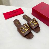 Valentino VLogo Signature Slides Women Calfskin Coffee