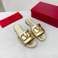 Valentino VLogo Signature Slides Women Calfskin Gold