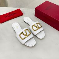 Valentino VLogo Signature Slides Women Calfskin White