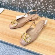 Valentino VLogo Signature Slingback Flats Women Calfskin Apricot