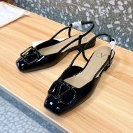 Valentino VLogo Signature Slingback Flats Women Patent Leather Black