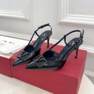 Valentino VLogo Signature Slingback Pumps Women Patent Leather Black