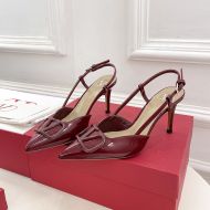 Valentino VLogo Signature Slingback Pumps Women Patent Leather Burgundy