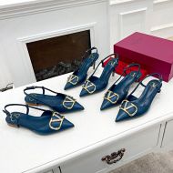 Valentino VLogo Signature Slingback Pumps with Crystals Women Calfskin Blue