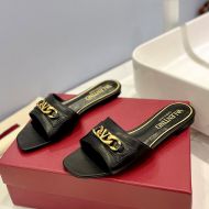 Valentino VLogo Chain Slides Women Calfskin Black