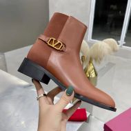 Valentino VLogo Signature Ankle Boots 30MM Women Calfskin Brown