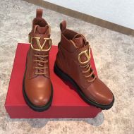 Valentino VLogo Signature Combat Boots 35MM Women Calfskin Brown