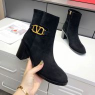 Valentino VLogo Signature Ankle Boots 65MM Women Suede Black